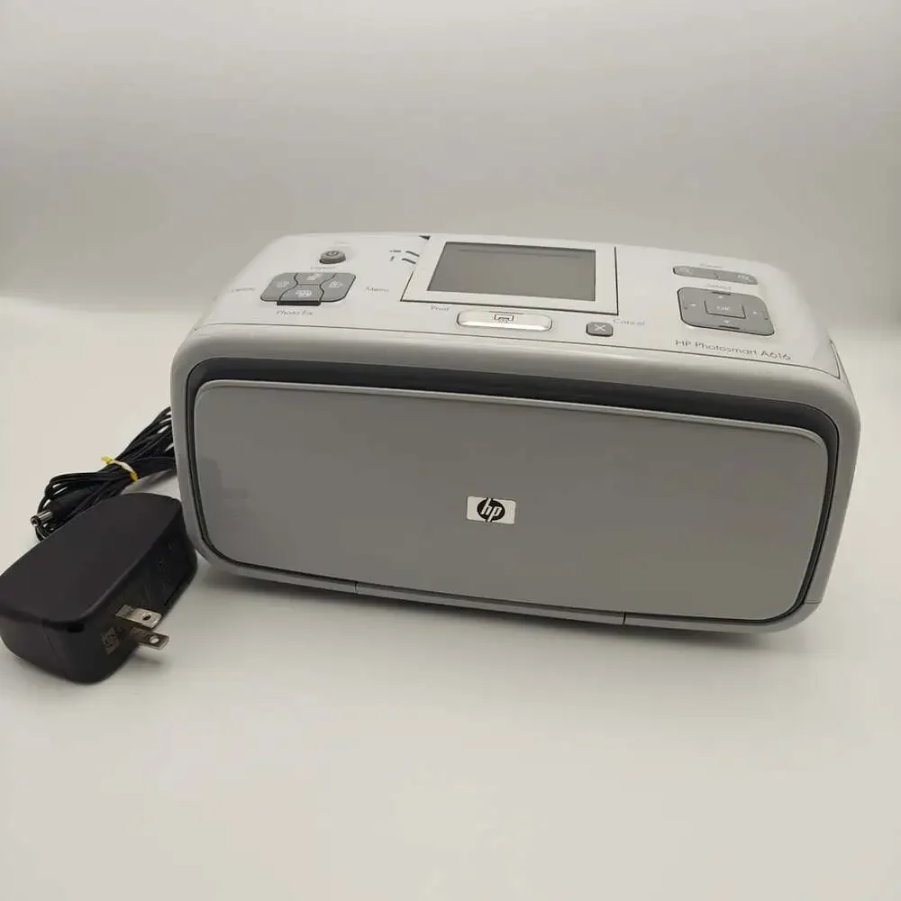 HP Photosmart A616 Compact Photo Printer Portable Travel Digital Cord Included